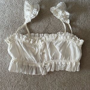Fashion Nova White Ruffled Top nwot